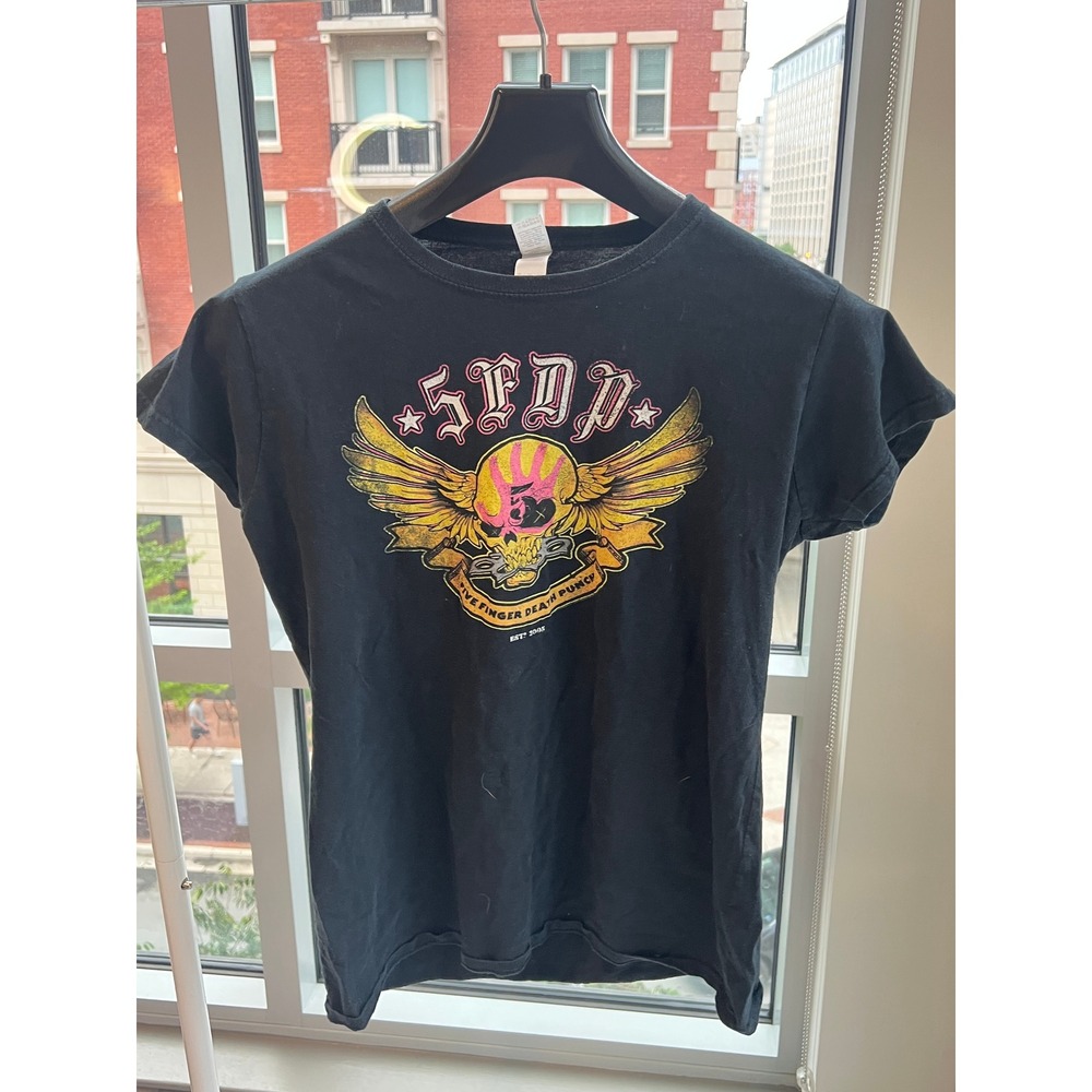 Five Finger Death Punch 2015 World Tour Graphic T-Shirt Black Ladies XL 5FDP